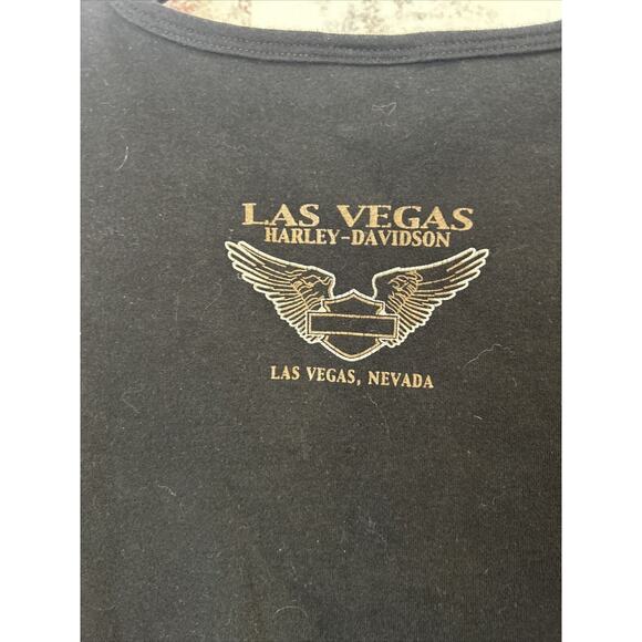 black harley davidson women's Las Vegas short sleeve shirt sequin Cropped xl - Picture 4 of 5